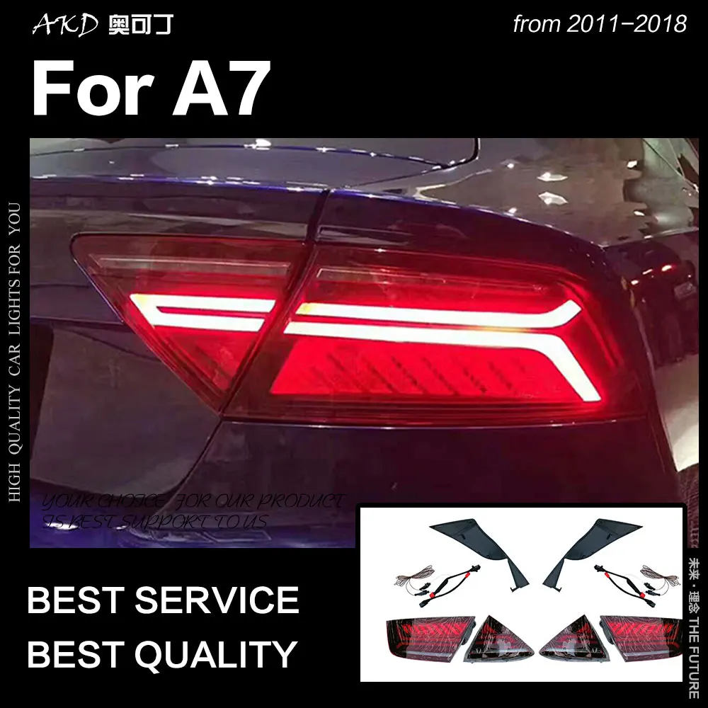 Automobilio Stilius užpakalinis žibintas už A7 Užpakaliniai Žibintai 2011-2018 P7 LED Uodegos Šviesos Žibintas DRL Dinaminio Stabdžio Signalas Atbulinės auto Priedai
