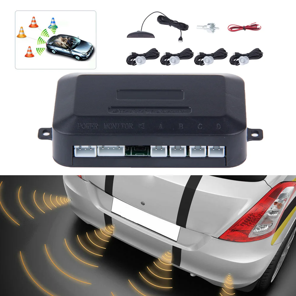 Automobilių Auto Parktronic Parkavimo Jutiklis LED Su 4 Jutikliai ir Atbulinės Atsarginės Automobilių Parkavimo Radaras Stebi Detektorių Sistema foninio Apšvietimo Ekranas