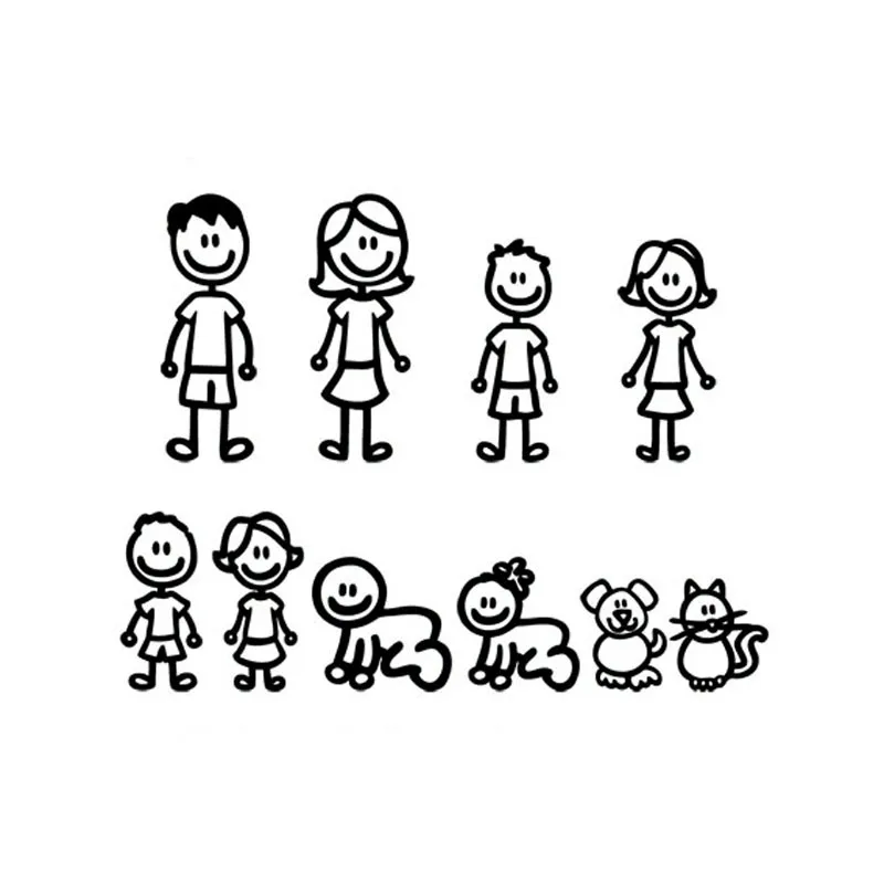 Automobilių Lipdukai Įdomu Šeimos Tėtis, Mama, Vaikai, Šuo, Katė Mados Stiliaus Lipdukai Animacinių filmų Kūrybos Asmenybės Vinilo,20cm*15cm