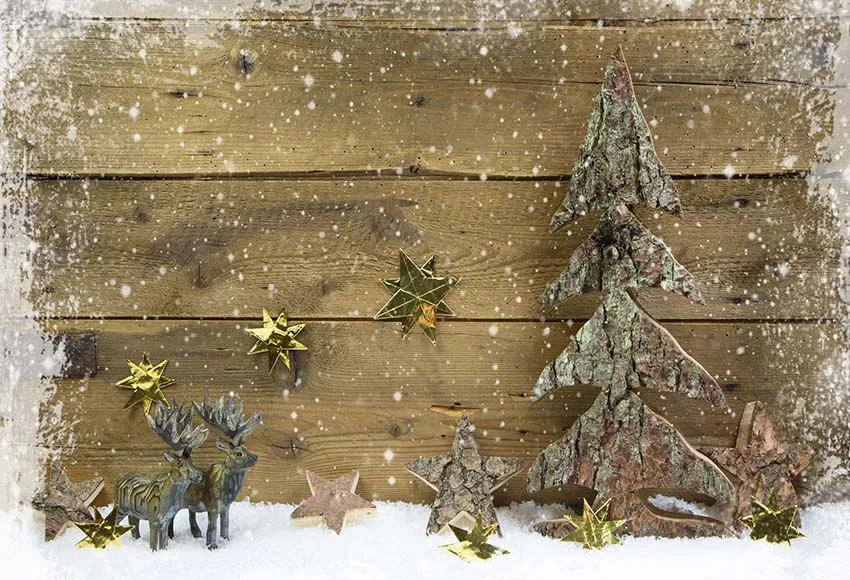 Avezano Fone Linksmų Kalėdų Eglutė Žiemą Briedžiai Star Snaigės Dekoras Reklama Fotografijos Fone Fotostudija Photozone