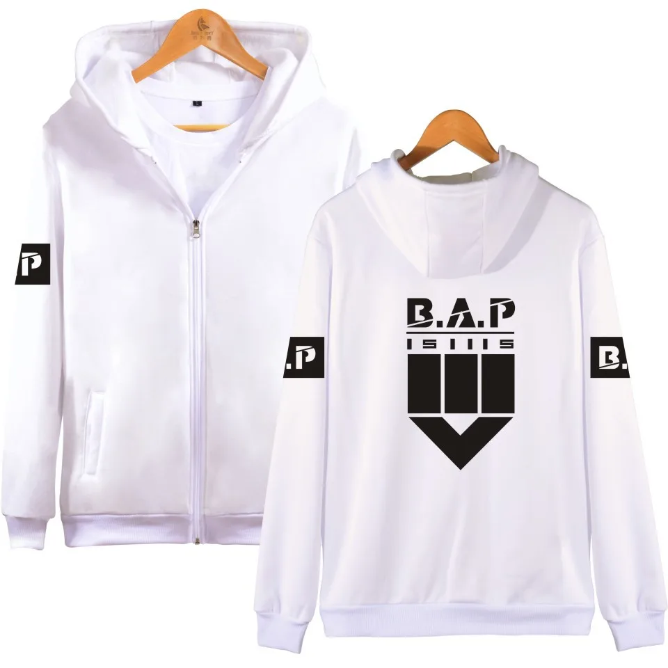 B. A. P KPOP mada sporto hip-hop užtrauktukas vyrai moterys hoodies striukė atsitiktinis zip iki ilgomis rankovėmis su gobtuvu palaidinukė sportiniai kostiumai viršūnes 4XL