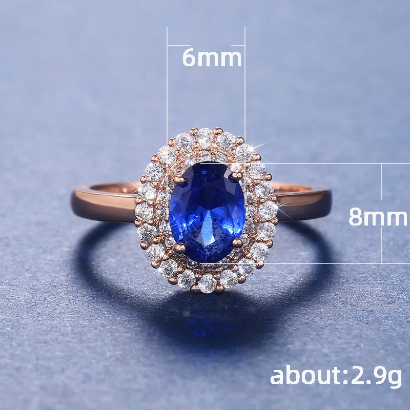 BIJOX ISTORIJA elegantiškas 925 sterlingas sidabro žiedas su 6*8mm ovalo formos safyras akmuo cirkonis žiedai moterų vestuves dovana