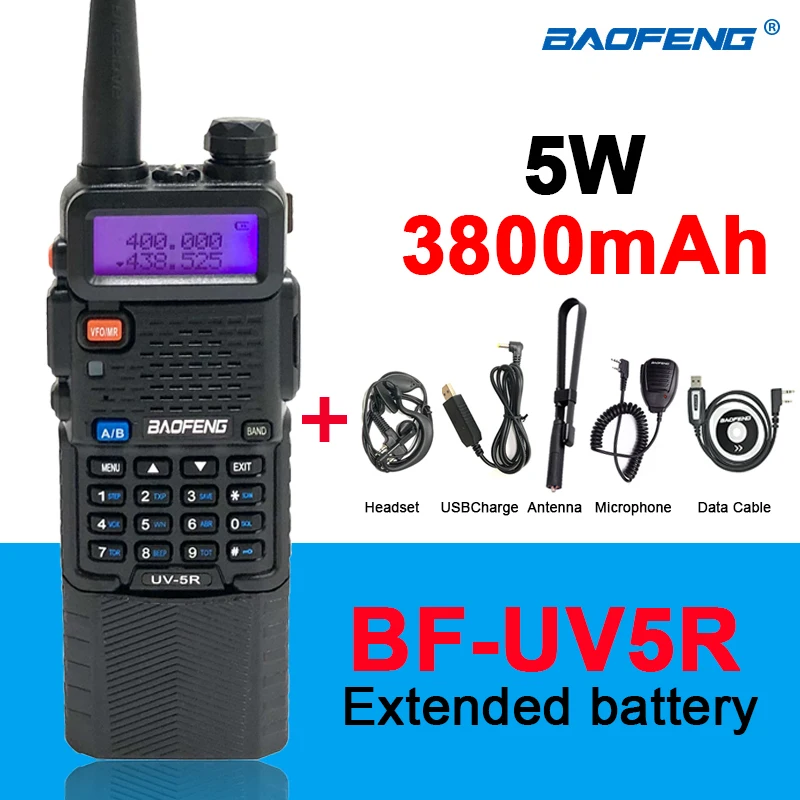 Baofeng Radijo UV-5R Pratęstas Baterija 3800mAh Nešiojamą Dual Band 2way Radijo 10-50KM tolimojo Walkie Talkie UV5R рация 2020 m.