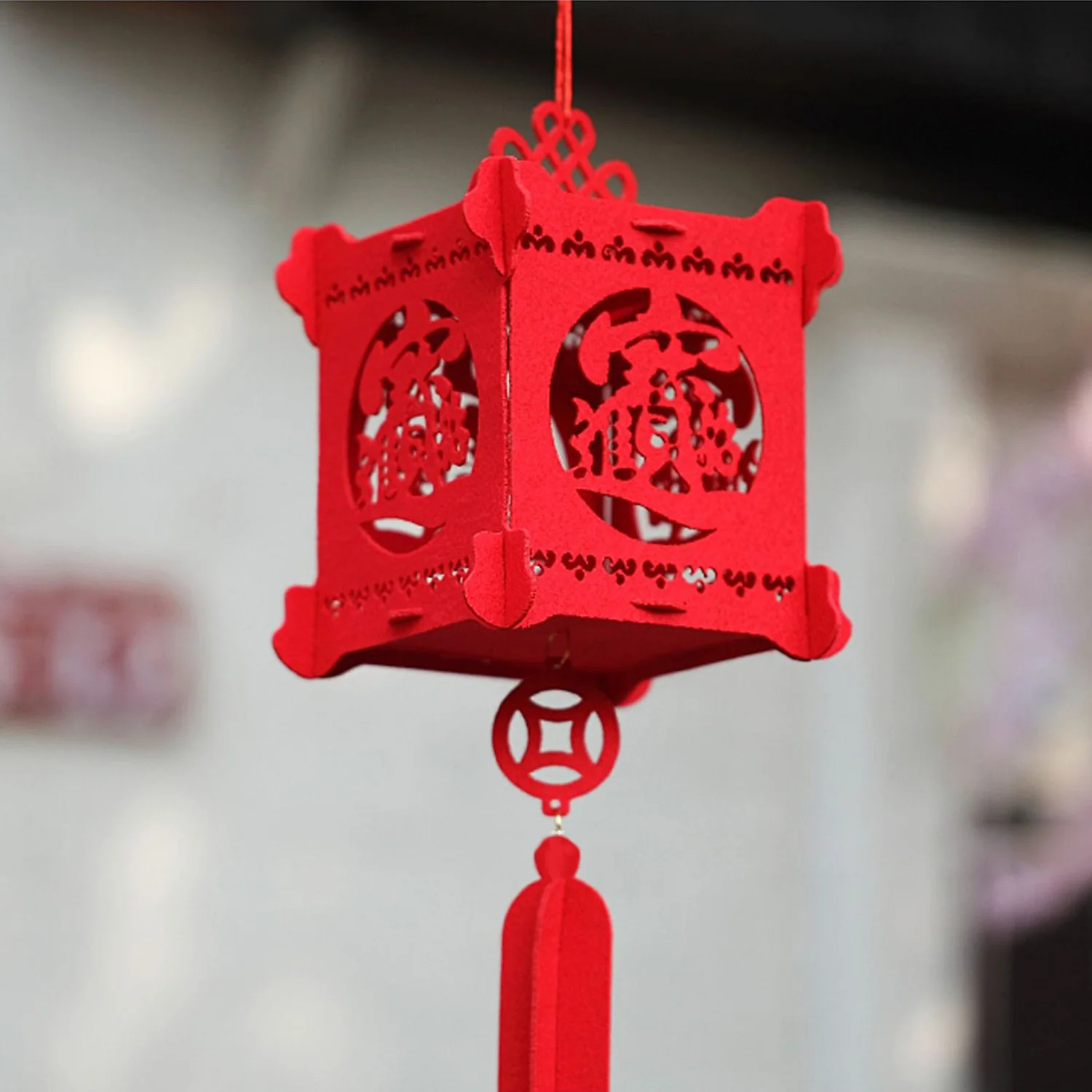 Behogar Mados 3D Tuščiaviduriai-iš neaustinių Raudonųjų Žibintų Kabo Dekoro Ornamentą už Kinijos Naujųjų Metų Pavasario Šventė Home Office