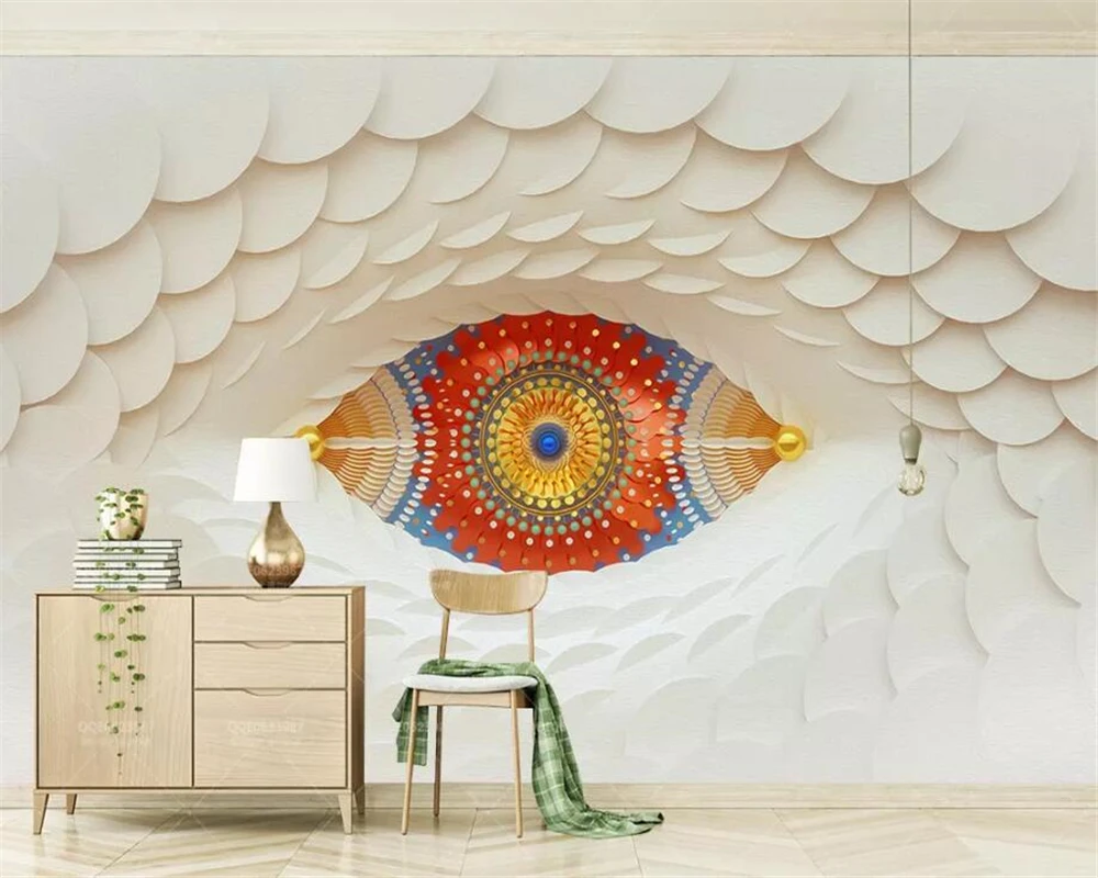 Beibehang Aukštos kokybės 3d tapetai šiuolaikinės 3d akis, Spalvinga balta mozaika TV fono sienos 3d tapetai, freskos papel de parede
