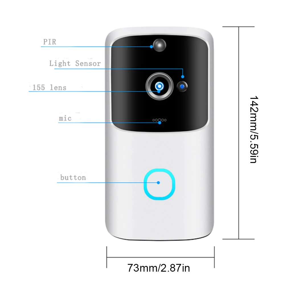 Belaidžio HD Vaizdo WIFI Doorbell PIR Infraraudonųjų spindulių Naktinio Matymo Vaizdo Kamera, Nuotolinio Namų Stebėjimo Domofonas Neperpučiamas Doorbell