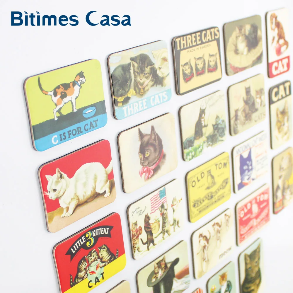 Bitimes 24 VNT Cute Kačių Šaldytuvas, Šaldytuvo Magnetų Rinkinys Namų Puošybai Gyvūnų Katės Dizaino Magnetinius Lipdukus Kelionės Suvenyras
