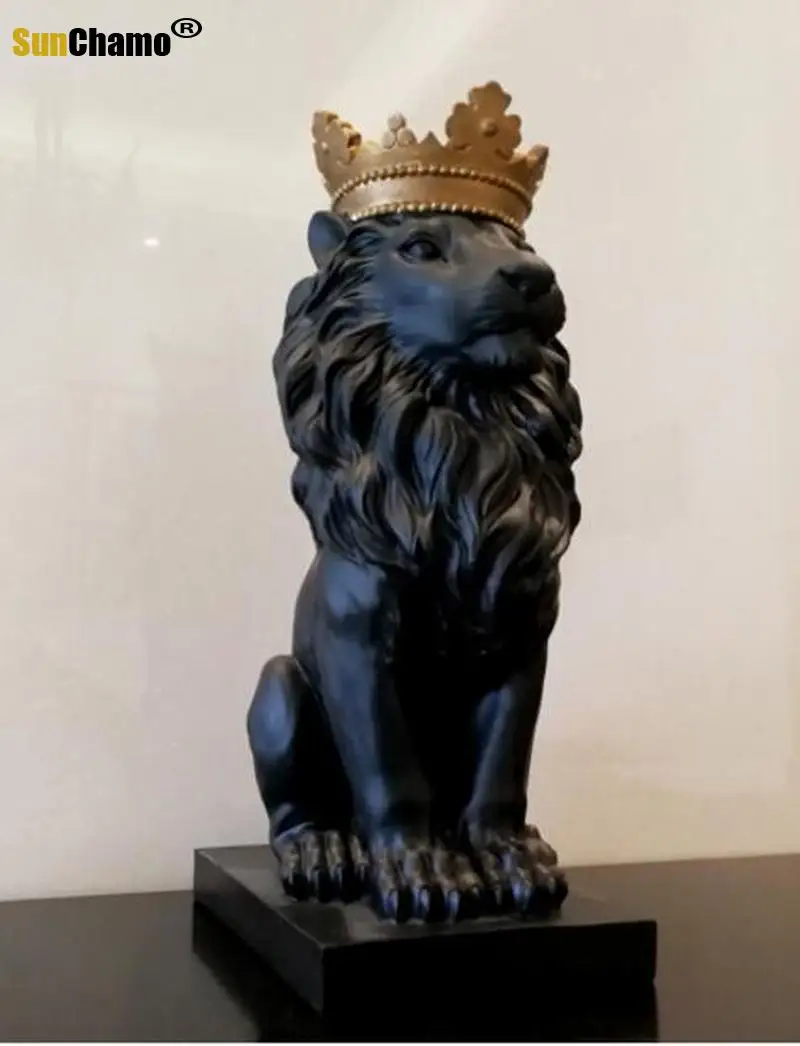 Black Crown Liūto Statula Rankdarbiai, Papuošalai Kalėdų Dekoracijas Namų Skulptūra Escultura Namų Dekoro Priedai