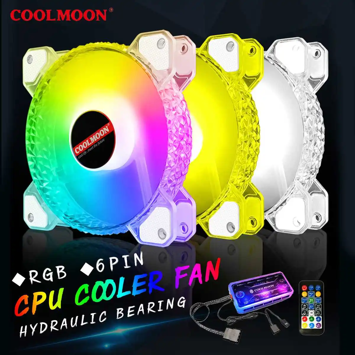 COOLMOON 120mm Case Fan Aušintuvo 5V Mažos 6 PIN RGB, Ventiliatorius Aura Sinchronizacija Kompiuterio Aušintuvo Aušinimo RGB Gerbėjai 120mm Diamond Ventiliatorius