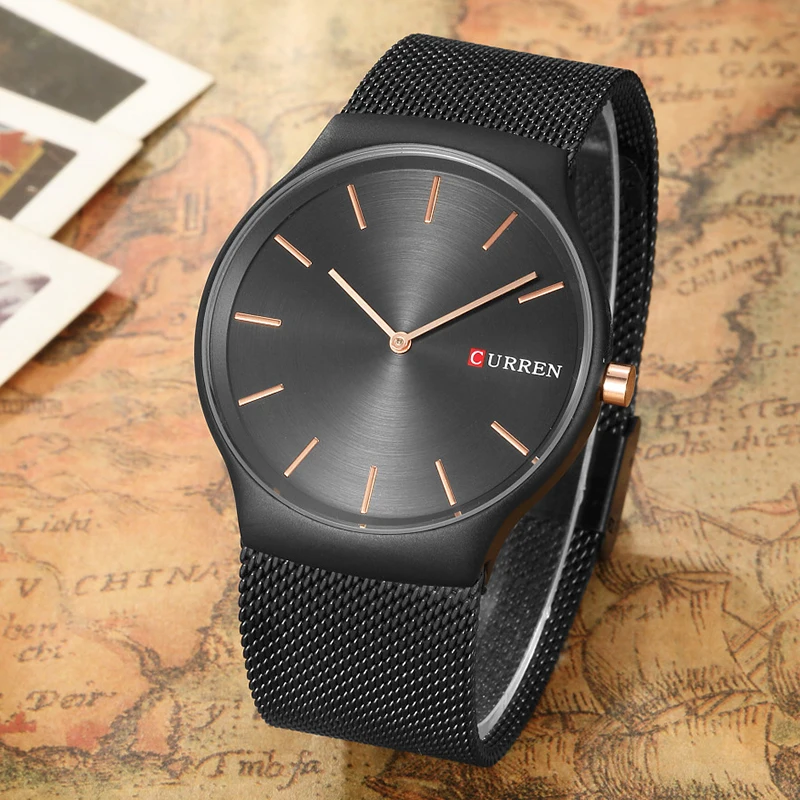 CURREN 8256 Laikrodžiai vyrams prabangos prekės Watchquartz sporto karinės vyrai plieno laikrodžius nardymo 30m Atsitiktinis žiūrėti relogio masculino