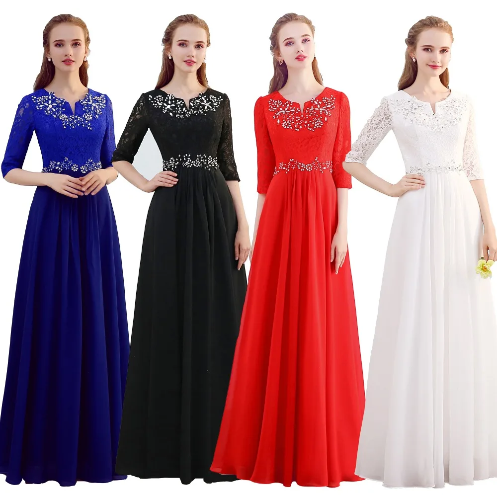 Chalatas De Soriee Naujas Royal Blue Bridesmaid Dresses Pusė Rankovės Nėrinių Duobute Siuvinėjimo Elegantiškas Šifono Nuotaka Prom Šalis Suknelė Pigiai
