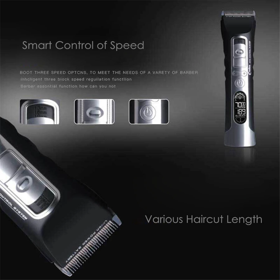Codos Profesionalūs Elektriniai Plaukų Clipper Įkrovimo 2600mA Ličio Baterija Plaukų Žoliapjovės LED Ekranas, Titano Mažesne Mašina