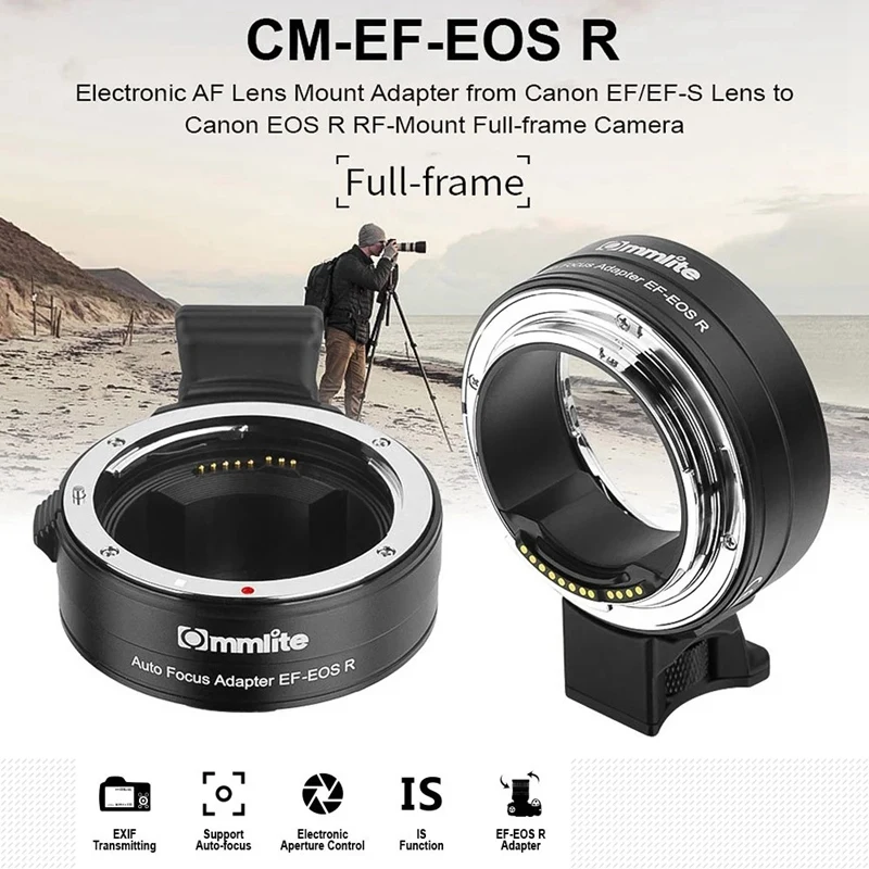 Commlite CM-EF-EOS R Objektyvo Apsodo Adapteriu Elektroninių Automatinis Fokusavimas Mount Adapteris su Funkcija YRA Diafragmos Valdymo Canon EF/EF-S