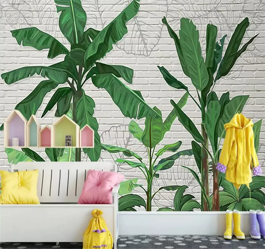 Custom tapetai, freskos aukštos kokybės atogrąžų bananų lapų mūrinis gyvenamasis kambarys, kavinė fono sienos 3d tapetai