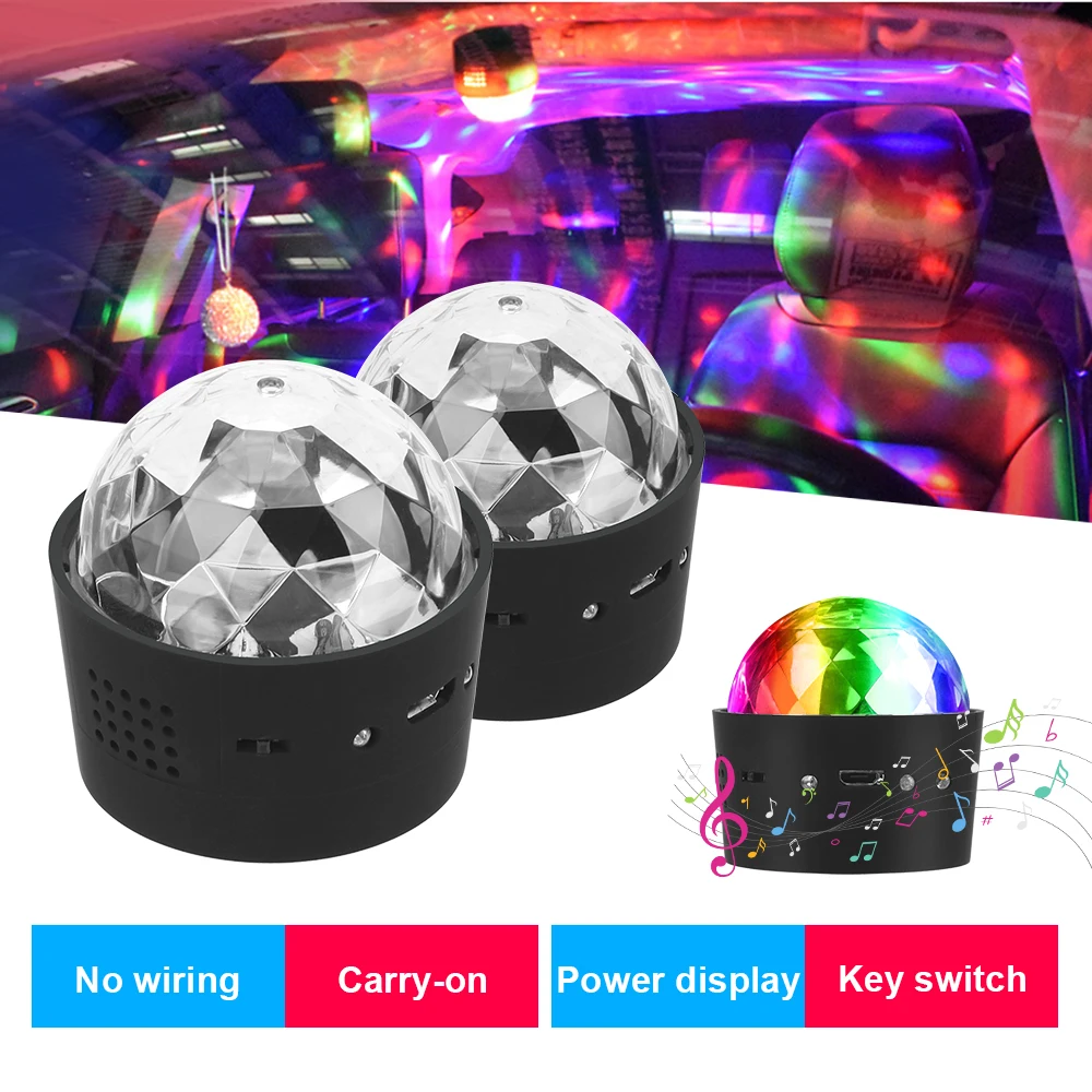 DJ Šalies Apšvietimas RGB LED Scenos Šviesos Garso Aktyvuotas Sukasi Diskoteka Kamuolys USB Automobilinis Aplinkos Šviesos Automobilio Salono Atmosferą Lempos