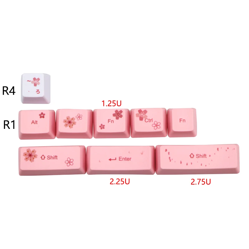 Dažų Subbed Japonijos simbolių PBT Keycap 73 Klavišus OEM Profilis Pagrindiniai bžūp MX Jungikliai dz60/GK64/Annie /pokerio klaviatūros Sakura Keycaps