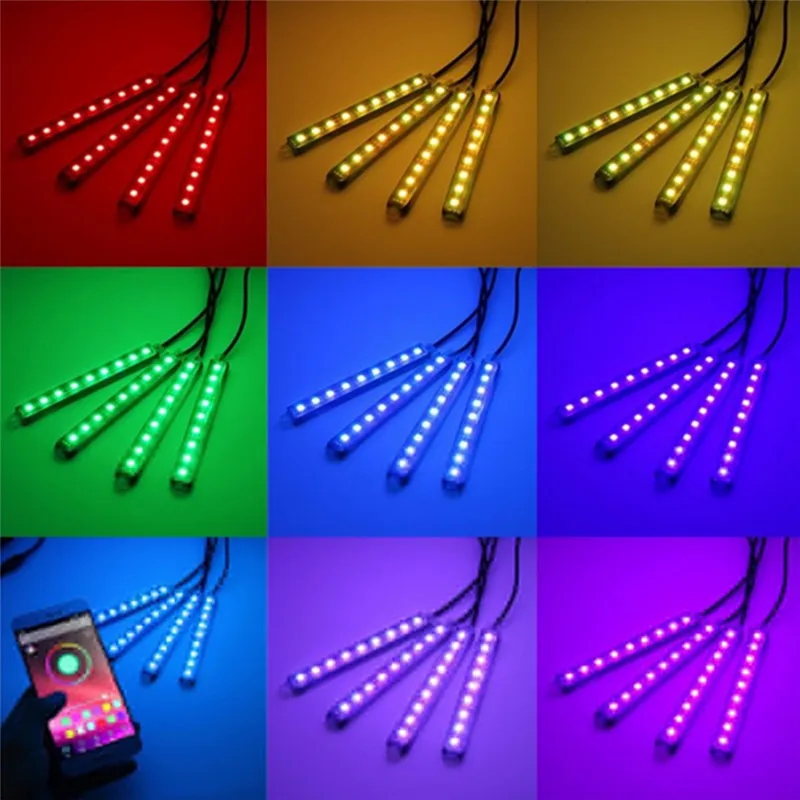 Dekoratyvinis Atmosfera Neoninės Šviesos Lempos, LED Belaidžio Kelių Spalvų RGB Balso Jutiklis, Garso, muzikos valdymo Automobilio Interjeras Lengvesnis