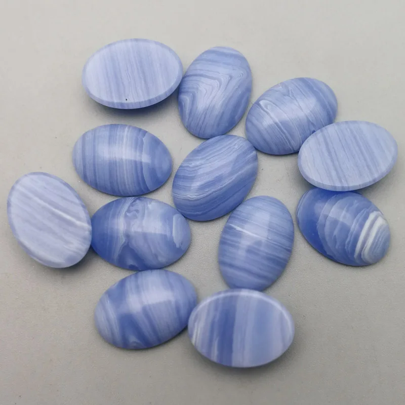 Didmeninė mados mėlyna dryžuotas akmens karoliukai pakabukai 13x18mm ovalo formos KABINA CABOCHON 50pcs papuošalai priedai Nemokamas pristatymas