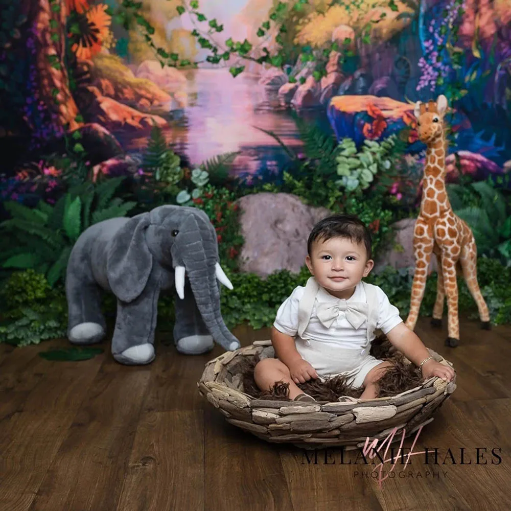 Džiunglių Stebuklų, Vaikai Photoagraphy Backdrops Foto Studija Gimtadienio Fone Safari Miško Baby Art Photobooth Rekvizitai