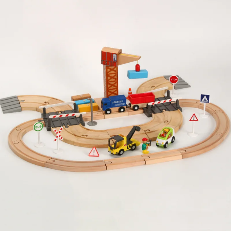 EDWONE-Viena Traukinio Automobilių Magnetinis Kranas Kelio Medienos Geležinkelio 2 Būdas Lizdas Žaislas 