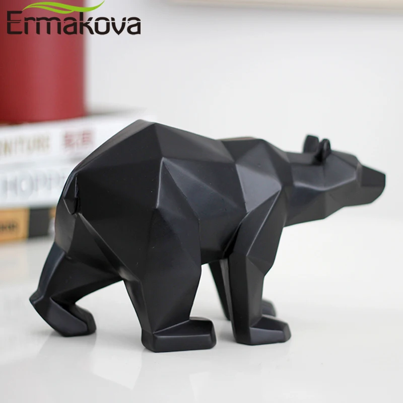 ERMAKOVA Lokio Skulptūra Geometrinis Dervos Polar Bear Statula Mados Darbalaukio Ornamentu Šiuolaikinio Abstraktaus Lokys Figūrėlės