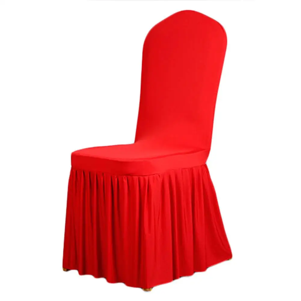 Elastinga Kėdė Padengti Su Sijonu Visame Kėdės Apačioje Spandex Plisuotos Susiėmę Sijonas Kėdė Padengti Vestuvių Puotą Kėdė