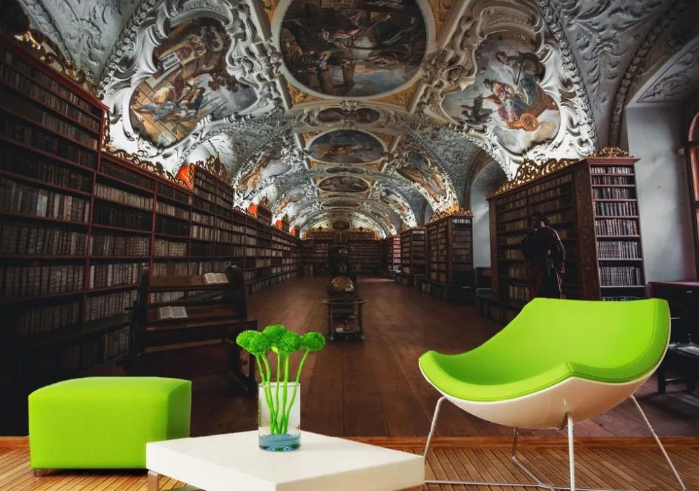 Europos stiliaus bibliotekos Lubų Tapetai Freskomis Fono Sienos neaustinių 3d Tapetai Kambarį