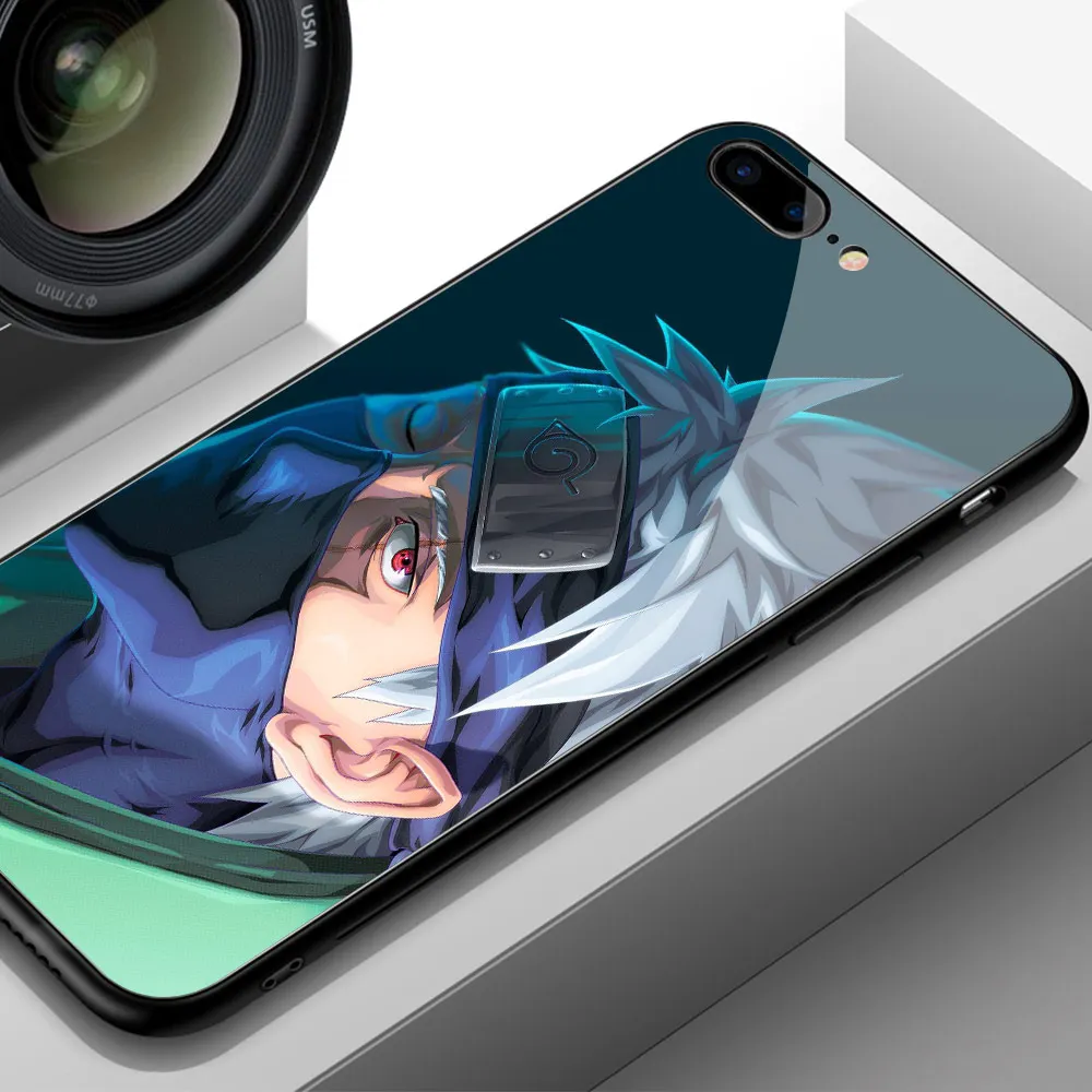 FinderCase Atvejui iphone XR Naruto Kakashi Grūdintas Stiklas Hard Back Cover for iPhone 6 6S 7 8 plus X XR XS MAX 11 pro max