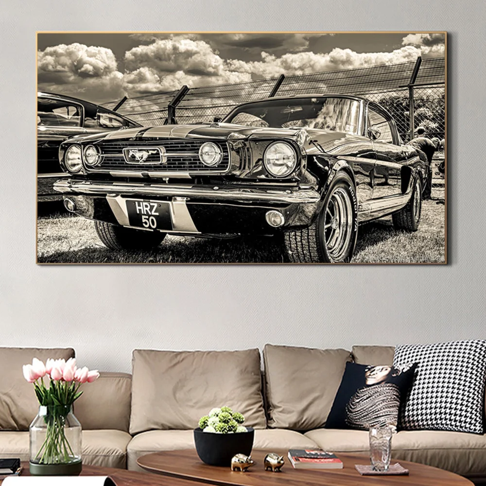 Ford Mustang Klasikinių Automobilių Retro Sienos Meno Dekoro Nuotraukos Ant Plakatų Ir Grafikos Senovinių Prabangių Automobilių Drobė, Tapyba Už Kambarį
