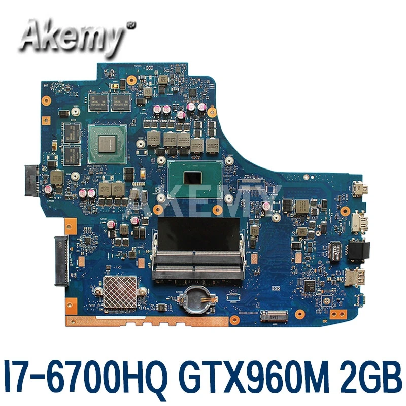GL752VW originalus mainboard ASUS ROG FX71PRO ZX70V GL752VL GL752V Nešiojamojo kompiuterio pagrindinę plokštę su I7-6700HQ GTX960M 2GB