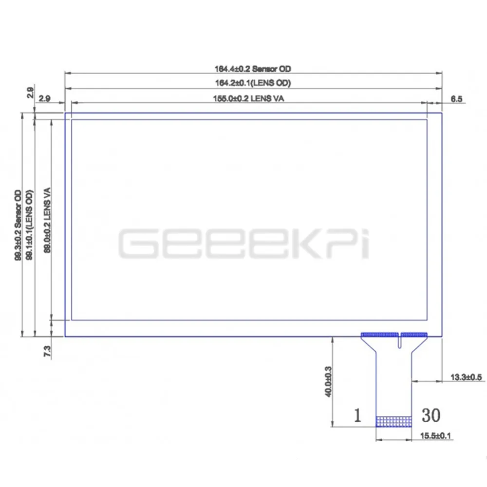 GeeekPi Originalo 7 colių Capacitive Touch Ekrano skaitmeninis keitiklis Skydas Stiklas, Jutiklis Rinkinys, skirtas 