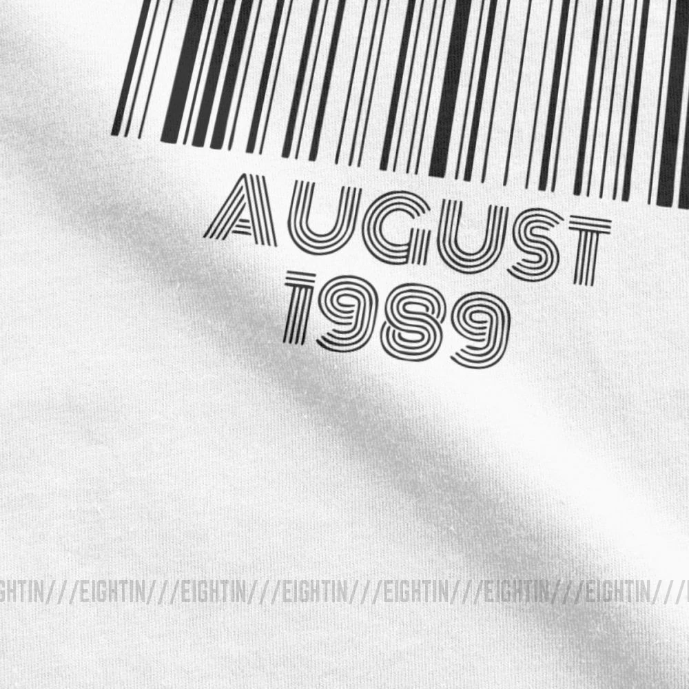 Gimtadienis T Shirts Vyras Padarė rugpjūčio 1989 m. Gimęs rugpjūčio Brūkšninis kodas 30-ojo Gimtadienio Dovana T-Shirt Juokinga trumpomis Rankovėmis Viršūnes Medvilnės Tees