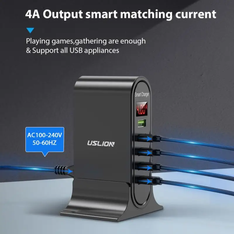 Greitai Įkrauti 3.0 48W QC 3.0 Greitas įkroviklis USB portable Įkrauti Mobiliojo Telefono Įkroviklis iPhone 7 8 Plus X XR XS Max LED Ekranas