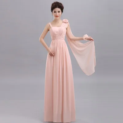 Grožis-Emily Pigūs Ilgą Šifono Blush Pink Bridesmaid Dresses 