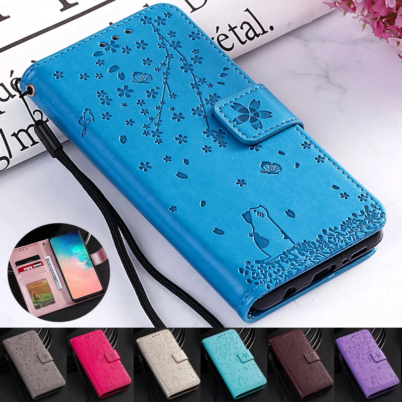 Gėlių Odos Flip Case For Samsung Galaxy Note 8 9 10 S5 S6 S7 Krašto S8 S9 S10 Plius Padengti A10S A20S A30 A40 A50 Atvejais PU Piniginė