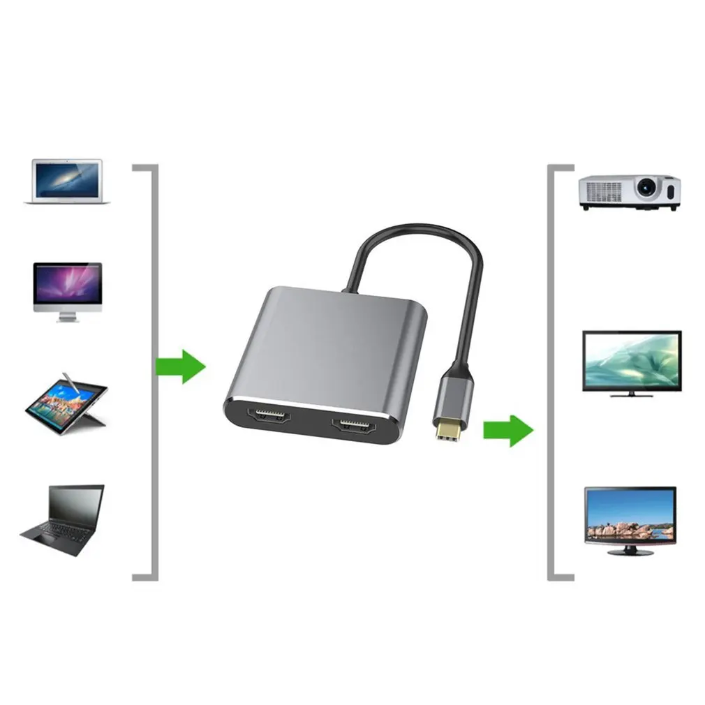 HDMI suderinamus C Tipo Adapteris 4K C Dual HDMI-USB 3.0 Kabelį Mokestis Uosto Konverteris, Skirtas MacBook