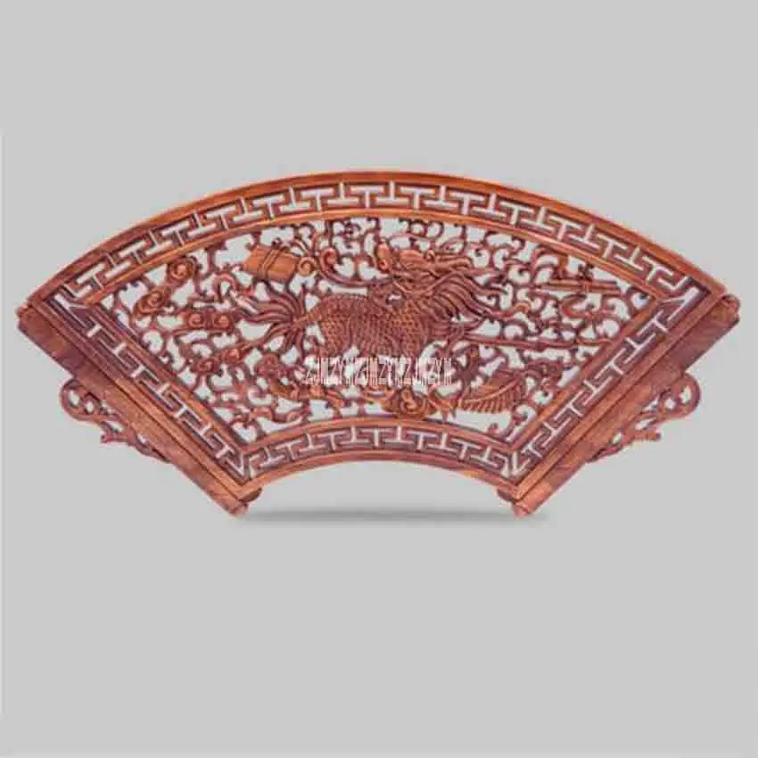 HJ-YS0115 Namų Puošybai Amatų Woodcarving Pakabukas Aukštos kokybės Medžio masyvo Kinijos Antikvariniai vėduoklės formos Sienų Apmušalai(80cm*40cm)