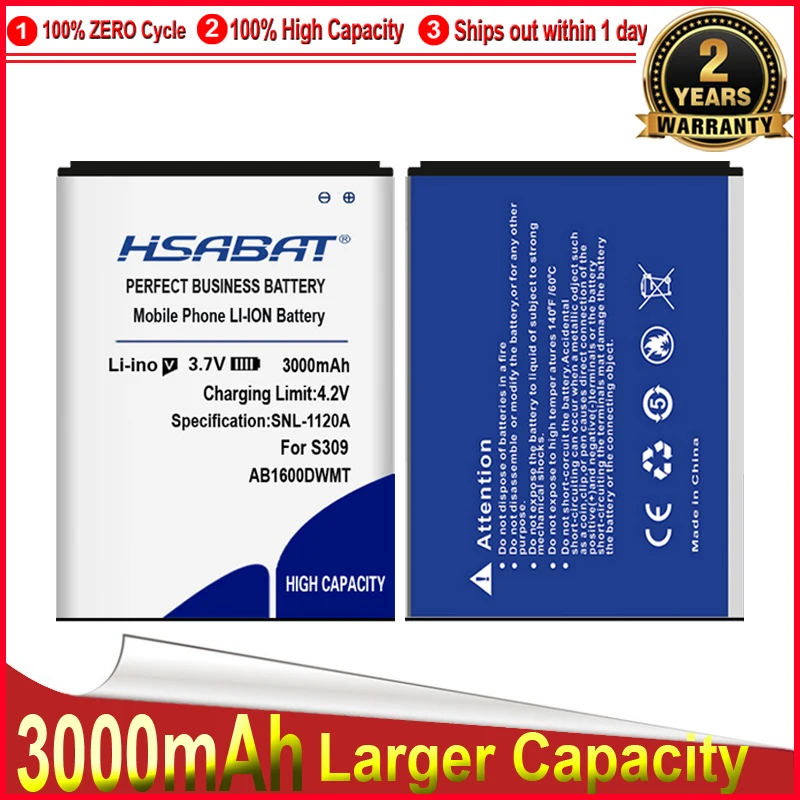 HSABAT Baterija Philips S309 CTS309 3000mAh AB1600DWMT AB1600DWML nemokamas pristatymas+sekimo numerį