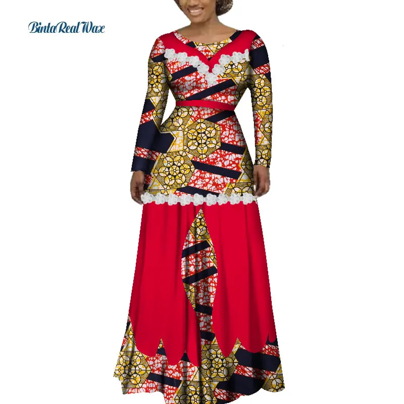 Heidi bazin Riche Moterys Afrikos Drabužių Gėlių Krašto Aplikacijos Ilga Suknelė Šalis Vestidos Dashiki Afrikos Spausdinti Suknelės Moterims WY3541