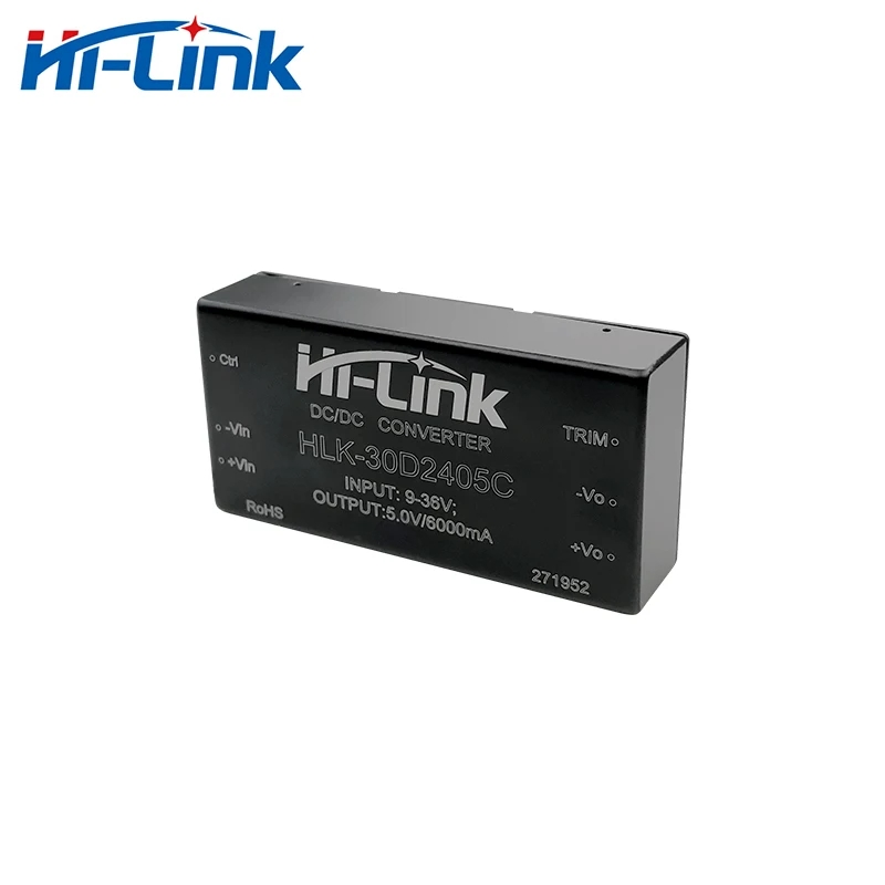 Hi-Link 5V 6A išvestis DC: DC žingsnis žemyn konverteris 9-36V Įvesties HLK-30D2405C 91% efektyvumas izoliuotas dc dc