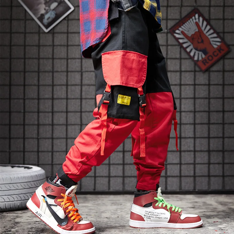 Hip-Hop Multi-pocket Krovinių Kelnės Vyrams Kratinys Streetwear Vyrų Haremas Ziajać Atsitiktinis Kelio Poilsiu Vyrų Harajuku Kelnės 2021