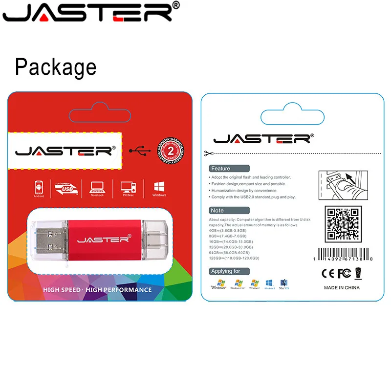 Hotsale JASTER OTG USB Flash Drive, Modelis C Pen Ratai 512 GB 256 GB 128GB 64GB 32GB 16GB USB 2.0 Pendrive Tipo C Prietaisas