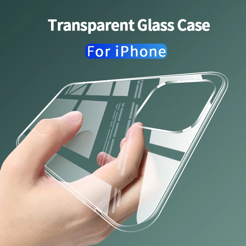 IHaitun Prabanga Stiklo Atveju iPhone 11 12 Pro Max XS XR X 7 8 Atvejais Minkštas Kraštas Ultra Plonas Permatomas Dangtelis