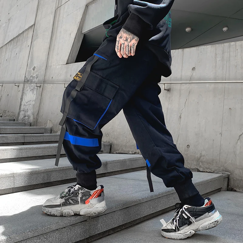 Juoda Hip-Hop Krovinių Kelnės Vyrams Streetwear Mados Poilsiu Sweatpants Atsitiktinis Haremo Kelnės 2021 M. Pavasarį Harajuku Vyrų Drabužiai.