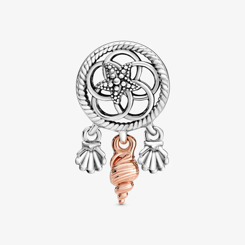 Karšto Pardavimo 925 Sterlingas Sidabro Dvasinio Seashell Dreamcatcher Žavesio Karoliukai tinka Originalus Pandora Apyrankės Papuošalai Padaryti dovana
