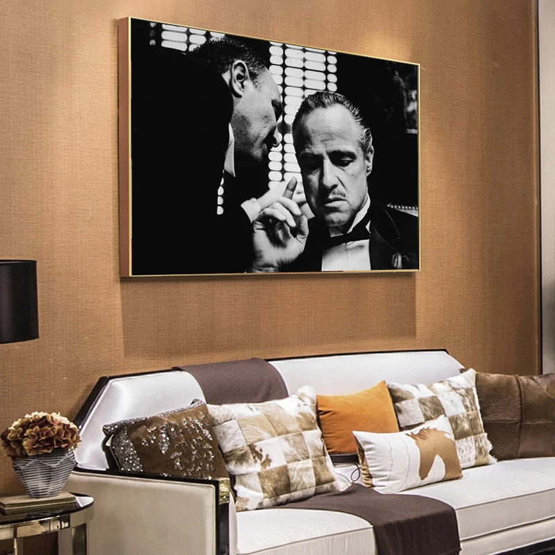 Klasikinis Godfather Filmus Plakatas Sienos Meno Marlonas Brando Juoda ir Balta Nuotraukas Spausdinti Paveikslai Tapyba Frameless Namų Dekoro Freskos