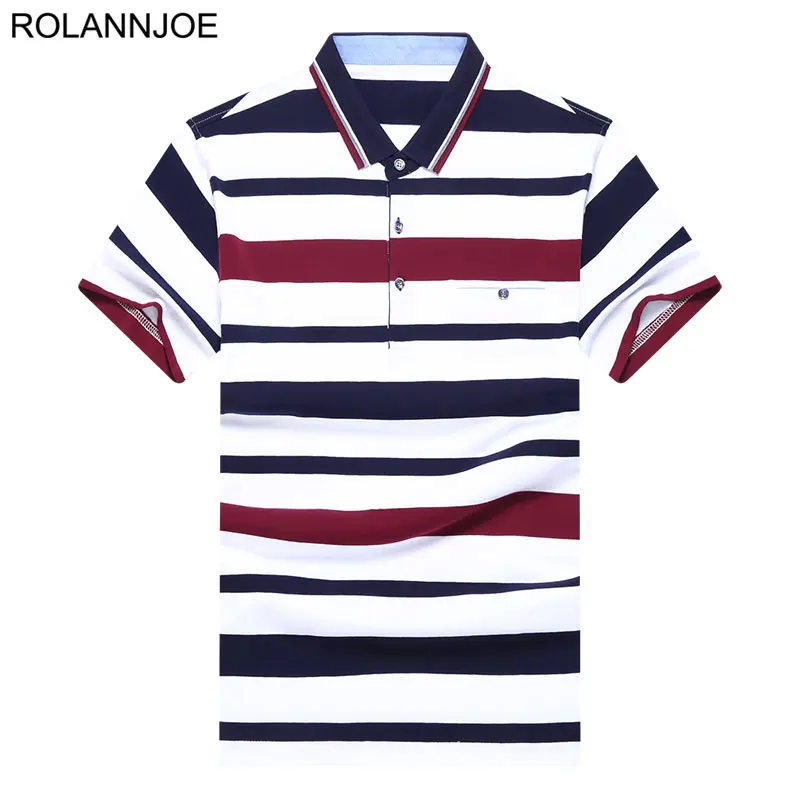 Krūtinės kišenėje Tricolor Striped Polo Marškinėliai Vyrams, Drabužiai 2018 trumpomis Rankovėmis Polo vyriški Laisvalaikio Reguliariai tinka Medvilnės Polo Para Hombre