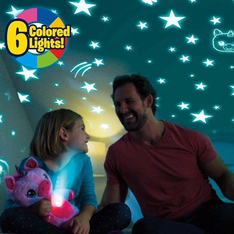 Kūdikių iškamša Su Šviesos Projektorius Žvaigždėtas Dangus Paguodos Vienaragis Pliušinis LED Galaxy Naktį Šviesos Džiugu Naujovė Lempos Žaislą Dovanų