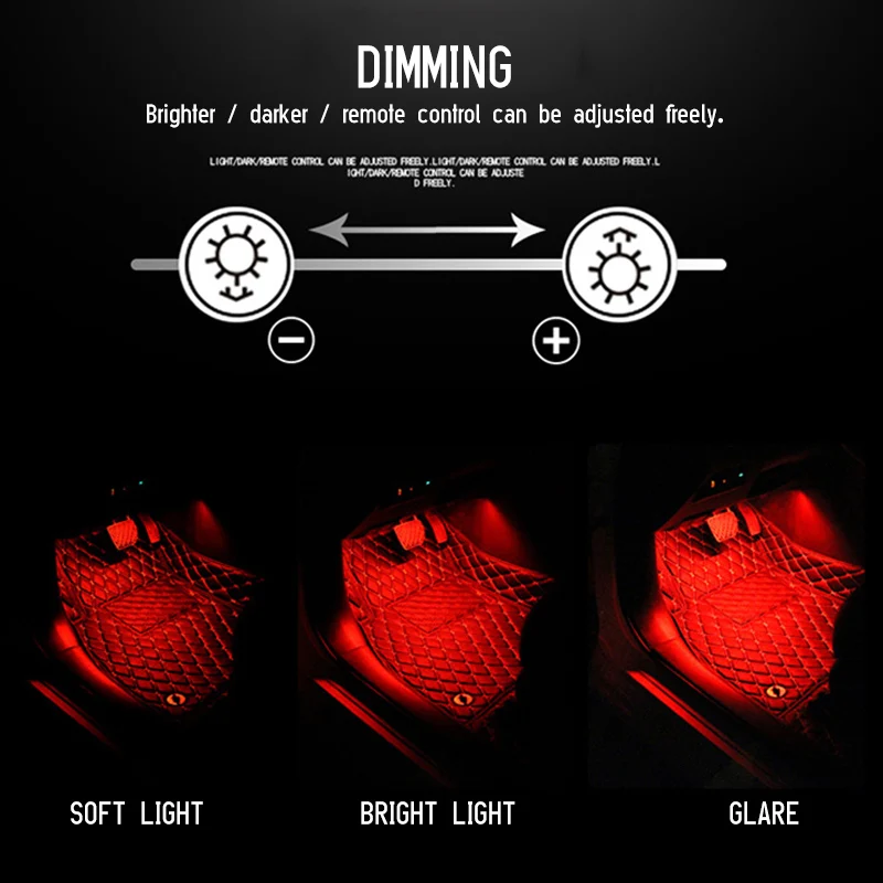 LED dienos Šviesos Automobilio Salono Grindis, Koja Lempa USB Žiebtuvėlis RGB APP Nuotolinio Balso Muzikos Valdymo Auto Atmosfera Žibintai