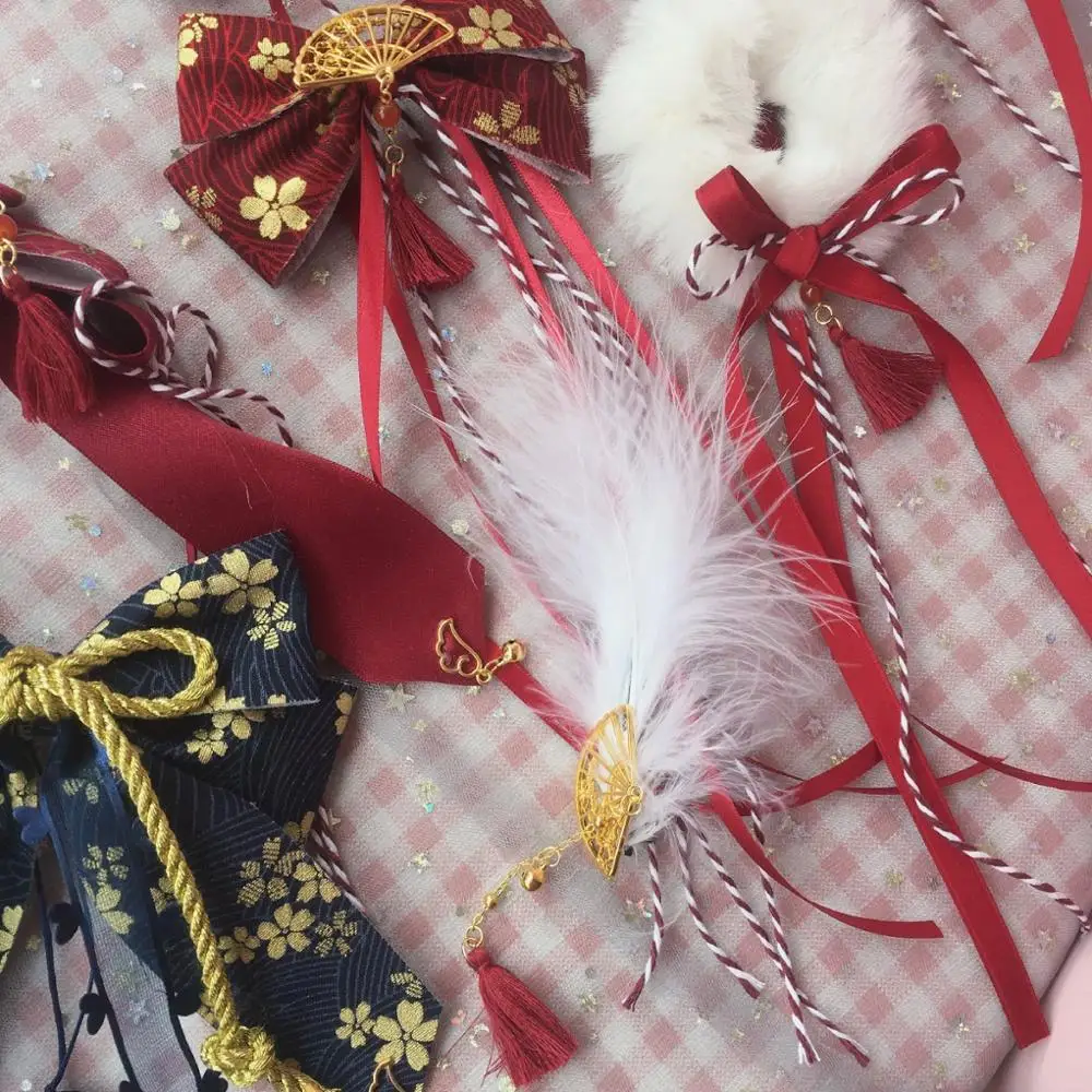 Lolita Senovės Papročius Japonijos Retro Spalvingas Kimono Staigius KC Lankelis Cosplay Minkštas Mergina Pusėje Įrašą Plaukų Papuošalas Headmade